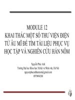 KHAI THÁC MỘT SỐ THƯ VIỆN ĐIỆN TỬ ÂU MĨ ĐỂ TÌM TÀI LIỆU PHỤC VỤ HỌC TẬP VÀ NGHIÊN CỨU HÁN NÔM