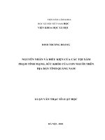 NGUYÊN NHÂN VÀ ĐIỀU KIỆN CỦA CÁC TỘI XÂM PHẠM TÍNH MẠNG, SỨC KHỎE CỦA CON NGƯỜI TRÊN ĐỊA BÀN TỈNH QUẢNG NAM