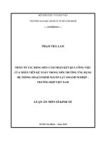 Nhân tố tác động đến cảm nhận kết quả công việc của nhân viên kế toán trong môi trường ứng dụng hệ thống hoạch định nguồn lực doanh nghiệp – Trường hợp Việt Nam