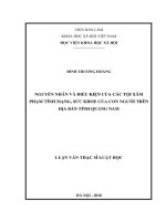 Nguyên nhân và điều kiện của các tội xâm phạm tính mạng, sức khỏe của con người trên địa bàn tỉnh Quảng Nam