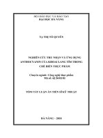 Nghiên cứu thu nhận và ứng dụng anthocyanins của khoai lang tím trong chế biến thực phẩm (tt) 