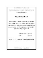 Nhân tố tác động đến cảm nhận kết quả công việc của nhân viên kế toán trong môi trường ứng dụng hệ thống hoạch định nguồn lực doanh nghiệp – Trường hợp Việt Nam (tt)