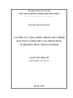 Vai trò của cộng đồng trong quá trình bảo tồn và phát huy giá trị di tích, lễ hội đền trần, tỉnh nam định 