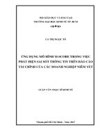 Ứng dụng mô hình m score trong việc phát hiện sai sót thông tin trên báo cáo tài chính của các doanh nghiệp niêm yết 
