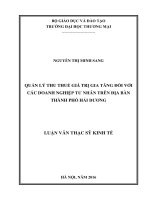 Quản lý thu thuế giá trị gia tăng đối với các doanh nghiệp tư nhân trên địa bàn thành phố hải dương 