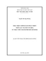 Thực hiện chính sách phát triển nhân lực ngành văn hóa từ thực tiễn thành phố hồ chí minh 