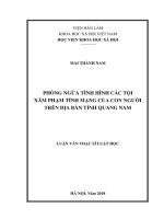 Phòng ngừa tình hình các tội xâm phạm tính mạng của con người trên địa bàn tỉnh quảng nam ( Luận văn thạc sĩ)
