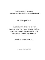 CÁC NHÂN tố tác ĐỘNG đến dự ĐỊNH DUY TRÌ THAM GIA hệ THỐNG NHƯỢNG QUYỀN THƯƠNG mại của bên NHẬN QUYỀN tại TP HCM 