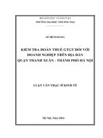 Kiểm tra hoàn thuế giá trị gia tăng đối với các doanh nghiệp trên địa bàn quận thanh xuân, thành phố hà nội 