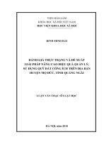 Đánh giá thực trạng và đề xuất giải pháp nâng cao hiệu quả quản lý, sử dụng quỹ đất công ích trên địa bàn huyện mộ đức, tỉnh quảng ngãi