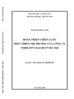 Hoàn thiện chiến lược phát triển thị trường của công ty TNHH MTV bao bì 277 hà nội 