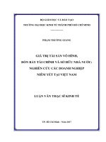 Giá trị tài sản vô hình, đòn bẩy tài chính và sở hữu nhà nước nghiên cứu các doanh nghiệp niêm yết tại việt nam 