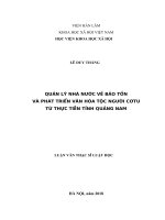 Quản lý nhà nước về bảo tồn và phát triển văn hóa tộc người cơtu từ thực tiễn tỉnh quảng nam 