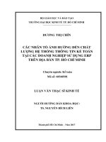 Các nhân tố ảnh hưởng đến chất lượng hệ thống thông tin kế toán tại các doanh nghiệp sử dụng ERP trên địa bàn tp  hồ chí minh 