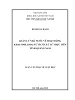 Quản lý nhà nước về hoạt động khai sinh, khai tử ở cấp xã từ thực tiễn tỉnh Quảng Nam