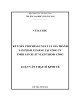 Kế toán chi phí sản xuất và giá thành sản phẩm xi măng tại công ty TNHH sản xuất VLXD thành công 