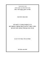 Tổ chức và hoạt động của hệ thống chính trị cơ sở từ thực tiễn huyện sơn tịnh, tỉnh quảng ngãi ( Luận văn thạc sĩ)