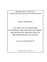 Các nhân tố tác động đến dự định duy trì tham gia hệ thống NQTM của Bên nhận quyền tại Tp.HCM