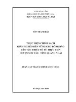 Thực hiện chính sách giảm nghèo bền vững cho đồng bào dân tộc thiểu số từ thực tiễn huyện sơn tây, tỉnh quảng ngãi