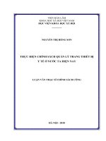 Thực hiện chính sách quản lý trang thiết bị y tế ở nước ta hiện nay ( Luận văn thạc sĩ)