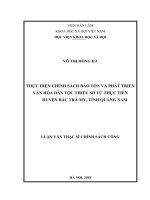 Thực hiện chính sách bảo tồn và phát triển văn hóa dân tộc thiểu số từ thực tiễn huyện Bắc Trà My, tỉnh Quảng Nam