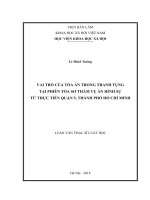 Vai trò của tòa án trong tranh tụng tại phiên tòa sơ thẩm vụ án hình sự từ thực tiễn quận 5, thành phố hồ chí minh 