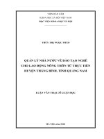 Quản lý nhà nước về đào tạo nghề cho lao động nông thôn từ thực tiễn huyện Thăng Bình, tỉnh Quảng Nam