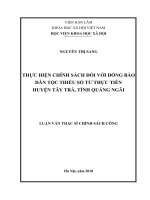Thực hiện chính sách đối với đồng bào dân tộc thiểu số từ thực tiễn huyện tây trà, tỉnh quảng ngãi 