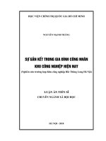 Sự gắn kết trong gia đình công nhân khu công nghiệp hiện nay (nghiên cứu trường hợp khu công nghiệp bắc thăng long   hà nội) 