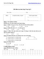 Đề kiểm tra toán lớp 2 học kỳ 2 