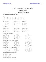 Đề cương ôn tập học kỳ 1 môn toán lớp 1 mới nhất 