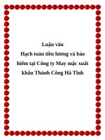 Hạch toán tiền lương và bảo hiểm tại công ty may mặc xuất khẩu thành công hà tĩnh 