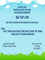 POWERPOINT BẢN ĐẸP  THỰC TRẠNG ỨNG DỤNG CÔNG NGHỆ THÔNG TIN TRONG GIẢNG DẠY Ở TRƯỜNG MẦM NON