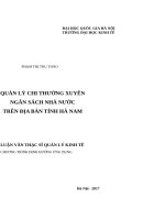 Quản lý chi thường xuyên ngân sách nhà nước trên địa bàn tỉnh hà nam 