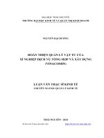 Hoàn thiện quản lý vật tư của xí nghiệp dịch vụ tổng hợp và xây dựng (vinacomin) ( Luận văn thạc sĩ)