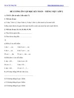 Đề cương ôn tập học kỳ 1 môn toán lớp 2 mới nhất 