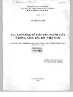 Tục thờ cúng tổ tiên của người việt ở đồng bằng bắc bộ việt nam 