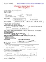 Đề cương ôn tập học kì 2 lớp 6 môn tiếng anh 