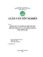 KHAÛO SAÙT VAØ ÑAÙNH GIAÙ MOÄT SOÁ CHÆ TIEÂU KYÕ THUAÄT CUÛA SAÛN PHAÅM TOÂM SUÙ CPTO ÑOÂNG IQF