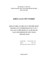 KHẢO SÁT HIỆU LỰC DIỆT CỎ CỦA HỖN HỢP THUỐC PENOXSULAM VÀ PENDIMETHALIN XỬ LÝ LÚC 7 NGÀY SAU SẠ TRÊN RUỘNG LÚA VỤ HÈ THU 2011  TẠI XÃ LONG ĐỊNH HUYỆN CHÂU THÀNH TỈNH TIỀN GIANG 