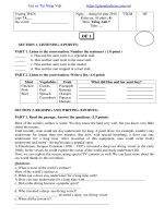 Đề kiểm tra 1 tiết tiếng anh lớp 7 