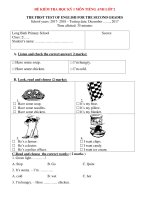 Giáo viên dạy kèm lớp 2, đề thi học kỳ 1 tiếng anh lớp 2 