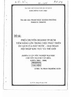 Phố chuyên doanh tp hcm tiềm năng lớn trong việc phát triển du lịch của đất nước giai đoạn hội nhập khu vực và thế giới 