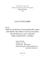 KHẢO SÁT ẢNH HƯỞNG CÁC MỨC ĐỘ PHÂN HỮU CƠ ĐẾN SINH TRƯỞNG, PHÁT TRIỂN VÀ NĂNG SUẤT HAI GIỐNG  ĐẬU HOA (Phaseolus coccineus L.) NHẬT BẢN  TRỒNG TẠI ĐƠN DƯƠNG – LÂM ĐỒNG 