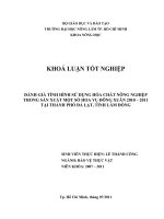  ĐÁNH GIÁ TÌNH HÌNH SỬ DỤNG HÓA CHẤT NÔNG NGHIỆP  TRONG SẢN XUẤT MỘT SỐ HOA VỤ ĐÔNG XUÂN 2010 – 2011            TẠI THÀNH PHỐ ĐÀ LẠT, TỈNH LÂM ĐỒNG     