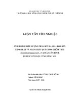 ẢNH HƯỞNG LIỀU LƯỢNG PHÂN BÓN LÁ SOLUBOR ĐẾN NĂNG SUẤT VÀ PHẨM CHẤT QUẢ CHÔM CHÔM THÁI  (Nephelium lappaceum L.) TẠI XÃ XUÂN ĐỊNH, HUYỆN XUÂN LỘC, TỈNH ĐỒNG NAI   