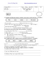 Đề kiểm tra 15 phút anh văn lớp 7 