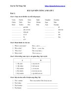 Bài tập môn tiếng anh lớp 2 