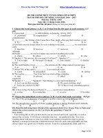 Bộ đề thi tuyển sinh vào lớp 10 môn tiếng anh 