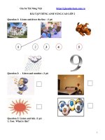 Bài tập tiếng anh nâng cao lớp 2 